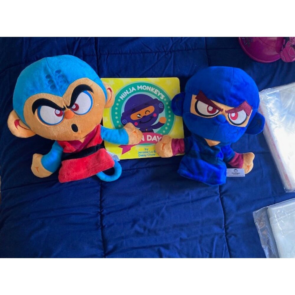Ninja Monkey’s Fun Day Book + 2 Hyperactive Monkey Hand Puppets Set